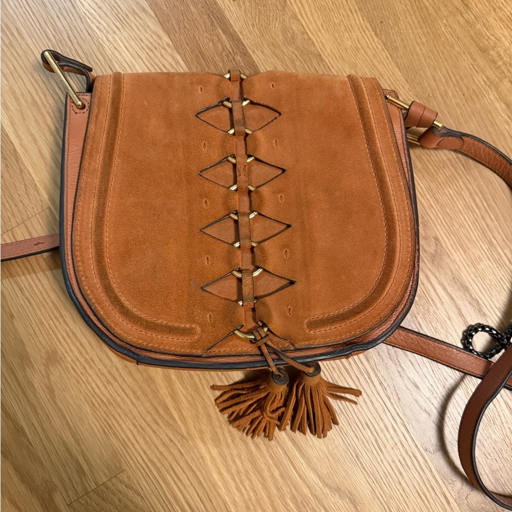 Vince Camuto Brown Suede Crossbody Bag